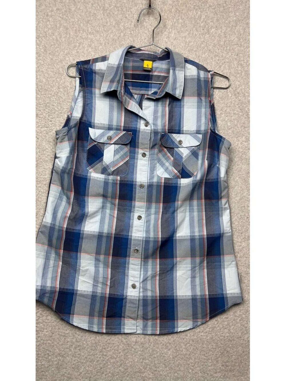 Eddie Bauer Shirt Womens Small Sleeveless Plaid Hiking Tech Top Gorpcore Outdoor
